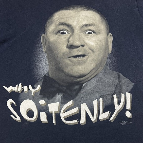 Vtg 90's Three Stooges Curly Why Soitenly Shirt L Mens T-shirt - Picture 2 of 11